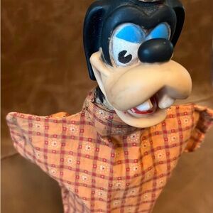 Vintage 1940s Goofy hand Puppet with Plaid Shirt